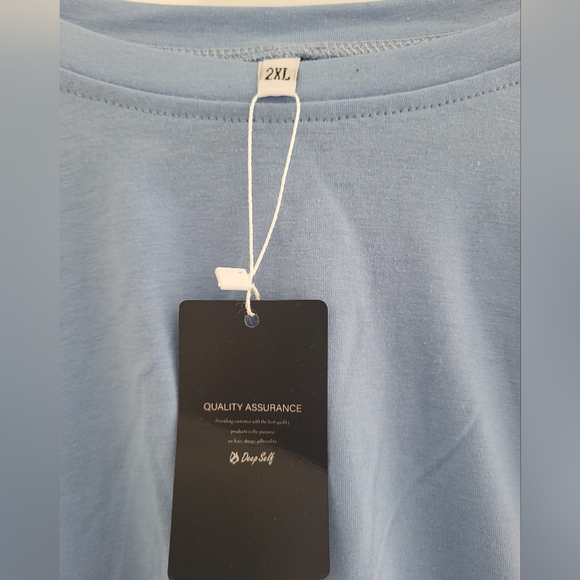 NWT Women’s Short Sleeve Ruched Bodycon Midi Dress in Sky Blue 2X fits like 1X - Picture 9 of 12